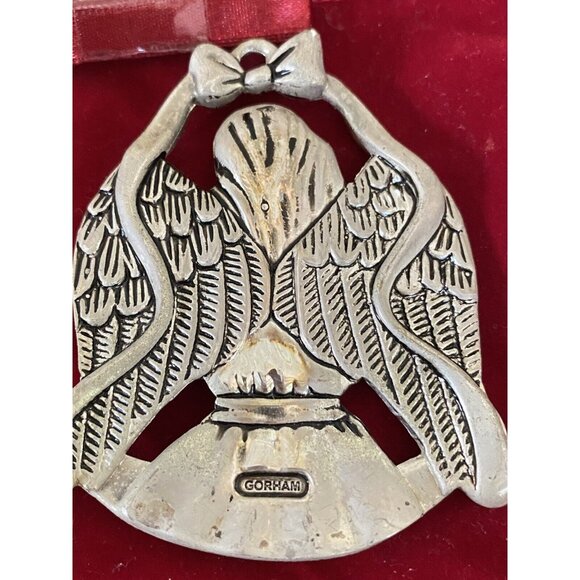 Gorham Peace Angel And Santa Claus With List Silver Plate Ornament Set Of 2 - Picture 5 of 6